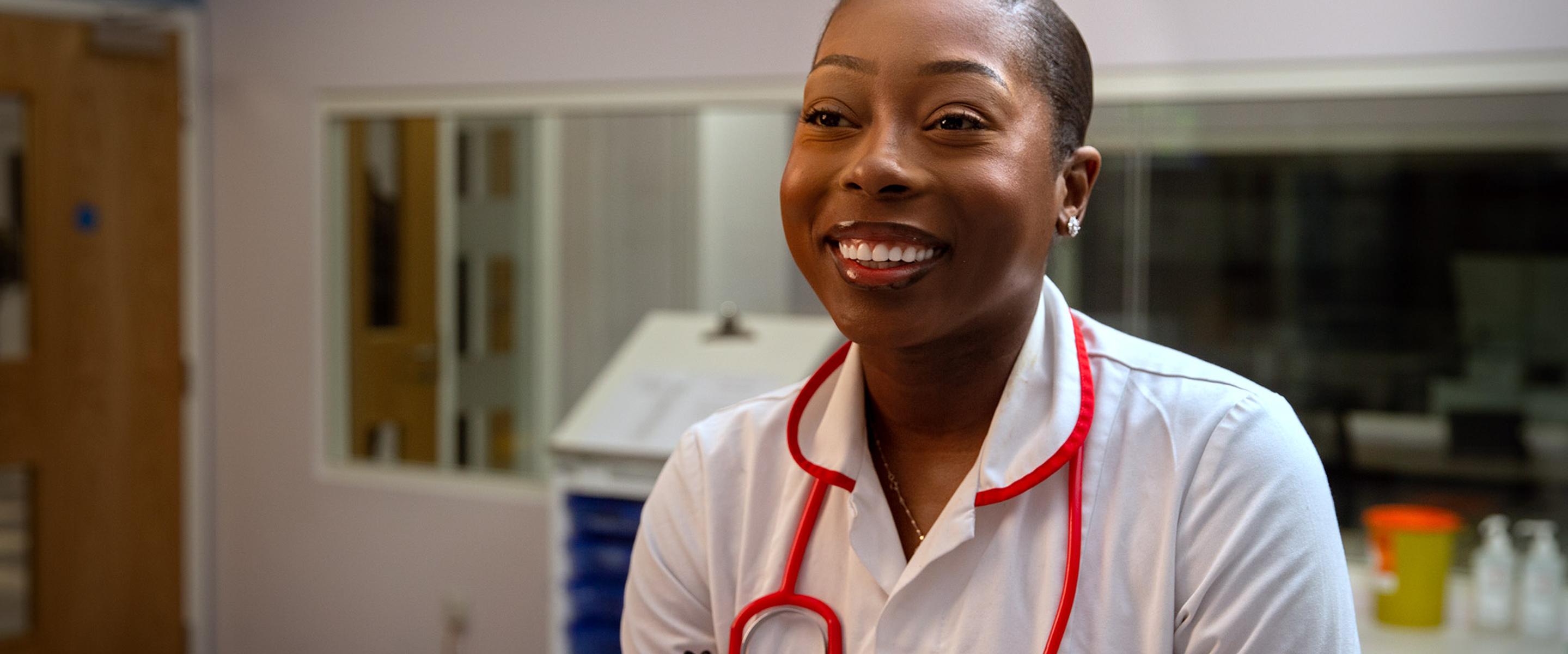 student nurse laughing