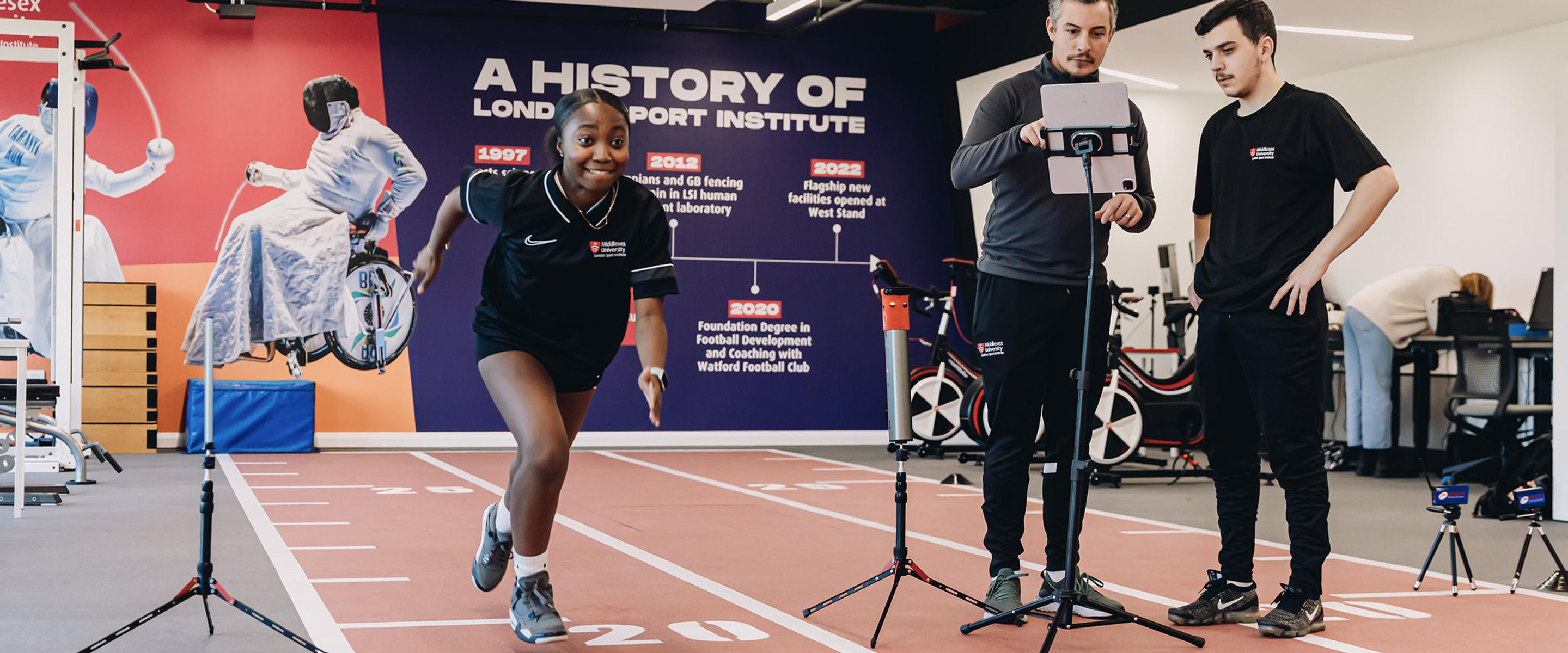 Student training on indoor track