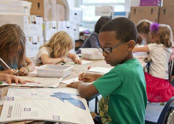 children working in a classroom