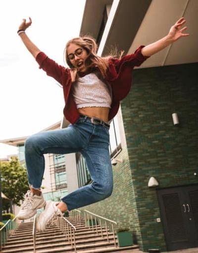 Person jumping for joy