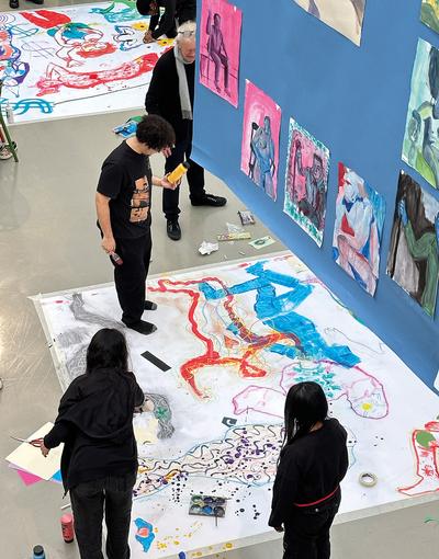 Students creating art