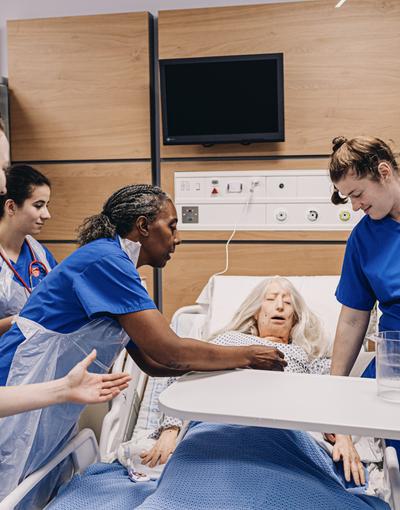 Mannequin in hospital ward