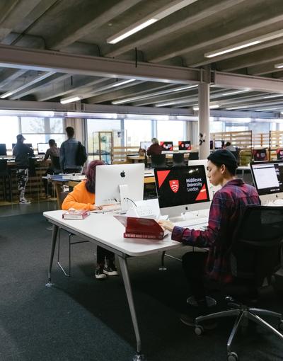 Students in the Sheppard Library