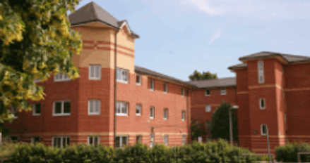University building with red brick facade