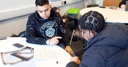 Students playing a game