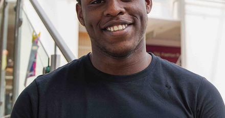 Matt on campus in the grove building