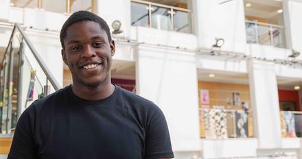 Matt on campus in the grove building