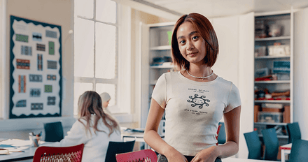 Student stood in classroom setting