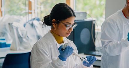 Female student working in lab