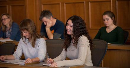 Law students in mock court