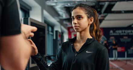 Sport student using equipment at West Stand facility