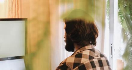 Student sat at computer