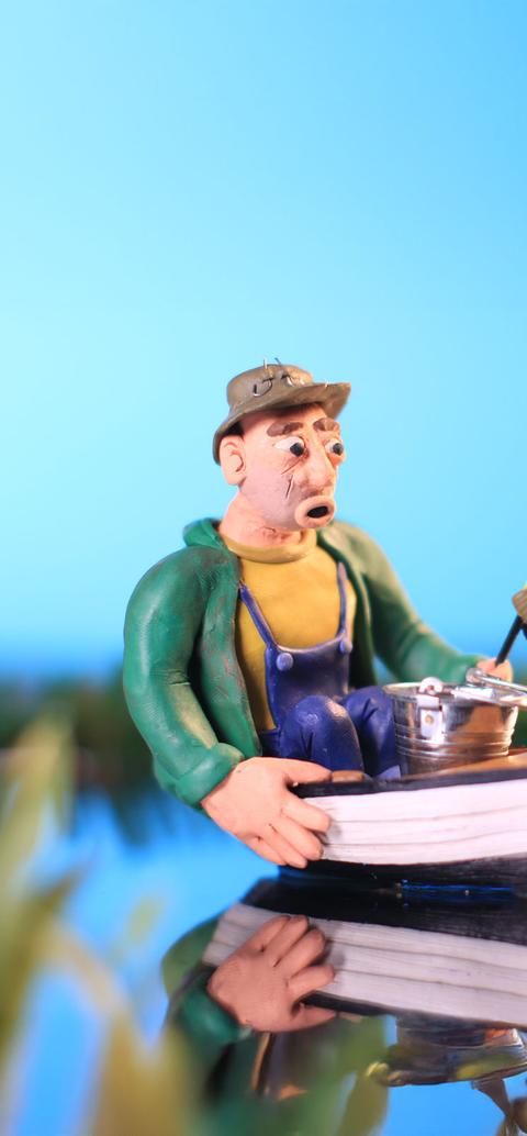 Student working on a plasticine model