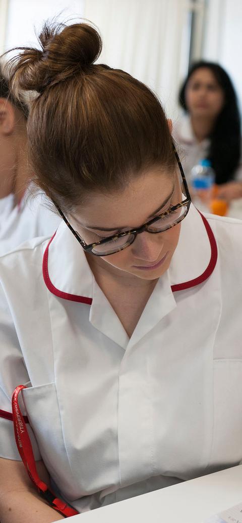 nurses study in classroom