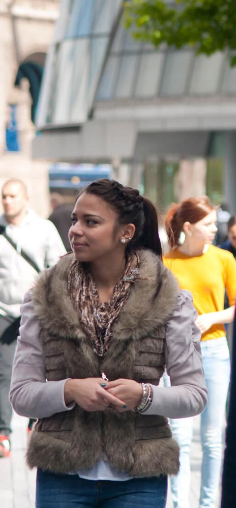 students walking outside