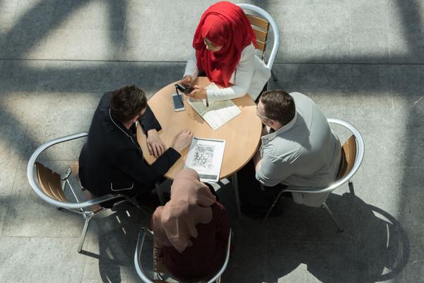 People sat at a table