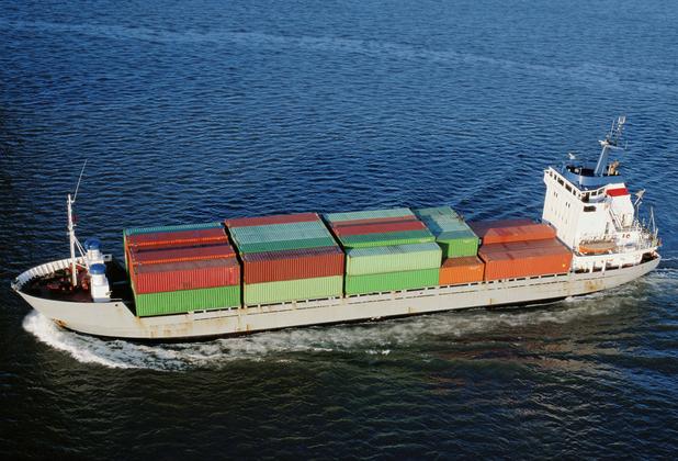 long container ship at sea