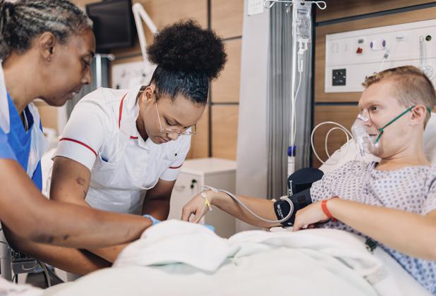 A patient being nursed