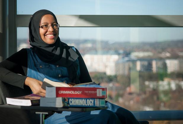 Criminology student smiling