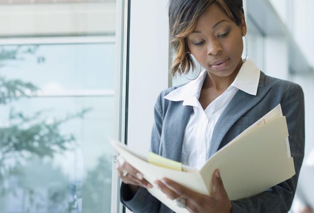 a student reading a file