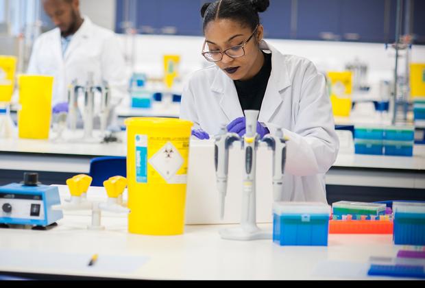 A student in the lab