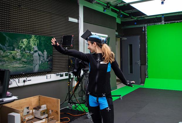 Student using motion capture technology at Middlesex University