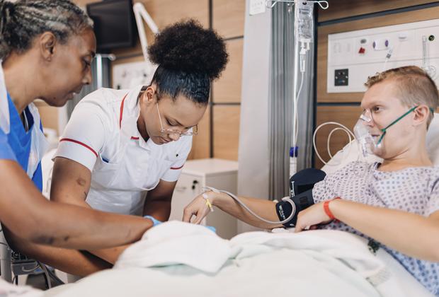 A patient being nursed