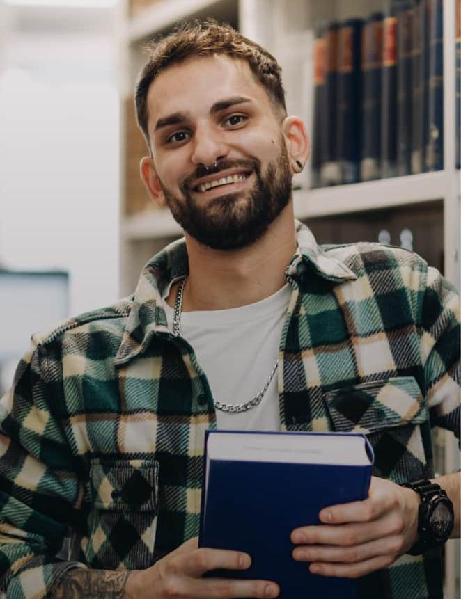 Person holding a book