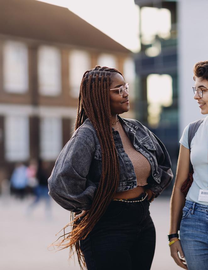 two students talking