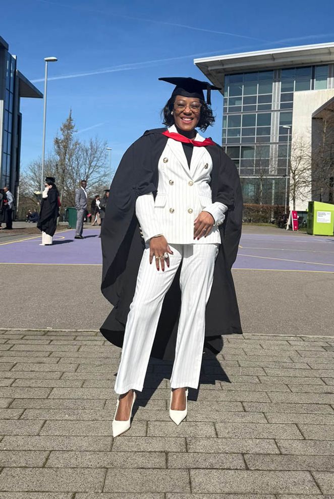 Maria at graduation ceremony