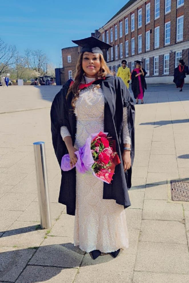 Nkechi at graduation ceremony