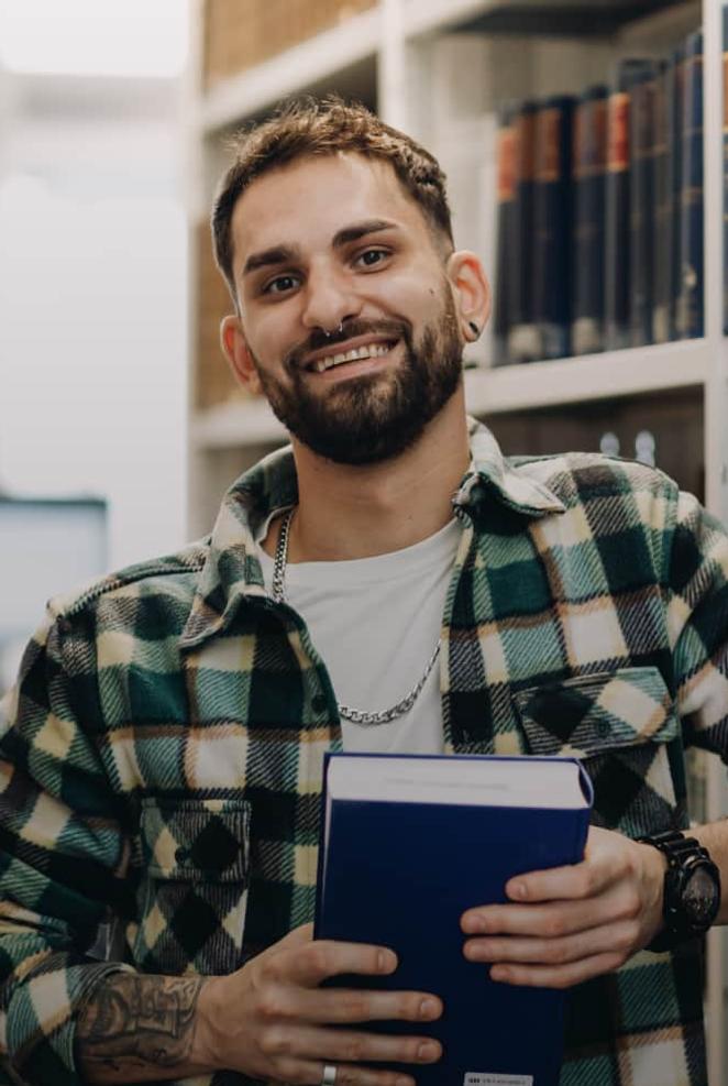 Person holding a book