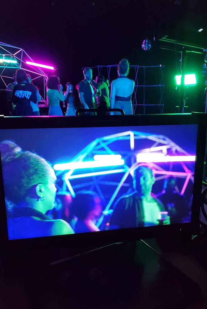 Monitor showing film production scene