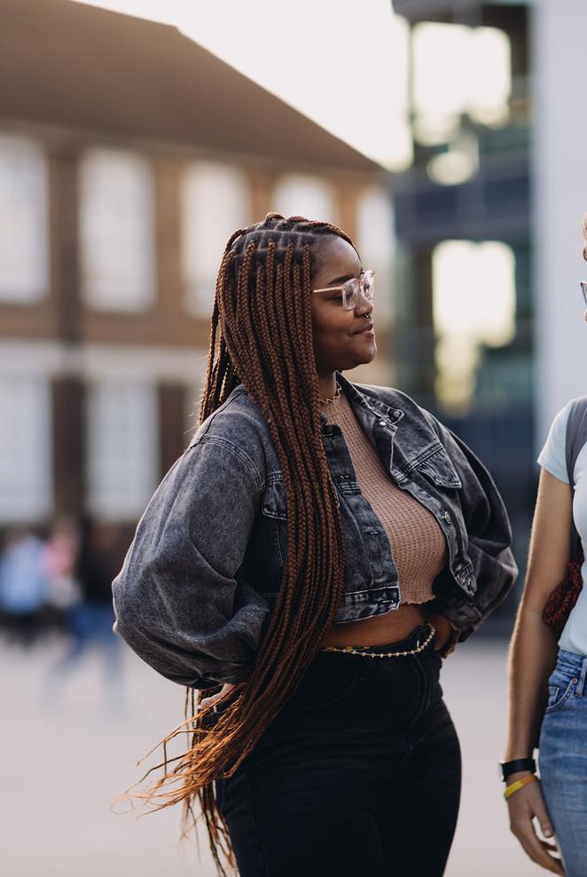 two students talking