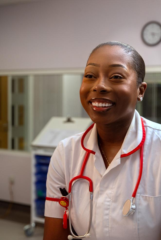 student nurse laughing
