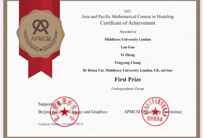 First prize for mathematics competition