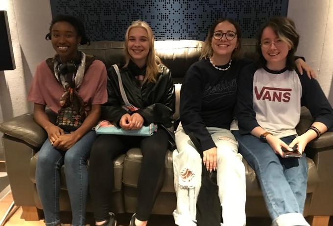 2023 Phil Davies Award winners Zalika English, Marta Pravisano, Gisela Heron Ulloa and Georgy Carpenter at the Fonic studios