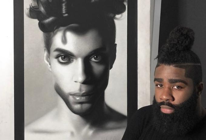 MDX art student honoring the 4th anniversary of the Prince's demise with a drawing.