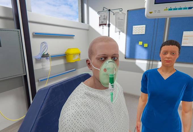 MDX virtual hospital ward features a nurse and patient in a hospital room.