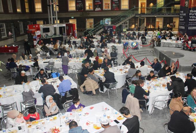 People having Iftar in Quad