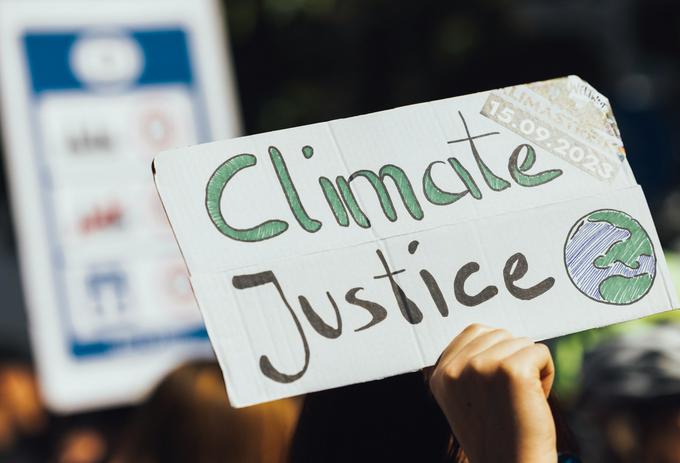 Banner that says climate justice