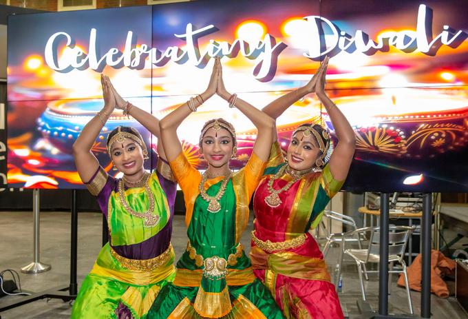 Dancers from Devi Narthanaalaya School of Dance perform at the Diwali celebration