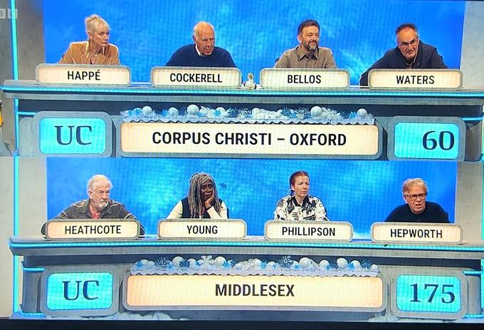 MDX alumni defeat Corpus Christi Oxford in Christmas special of University Challenge