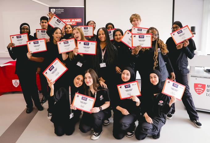 Students from Saracens High School with their Insight Hours certificates.
