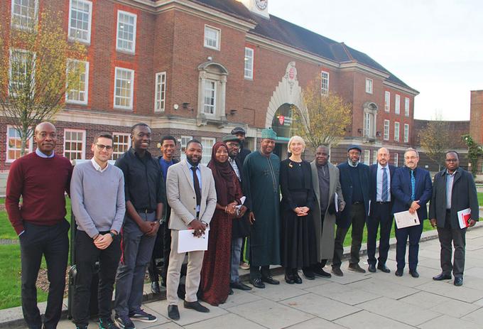 People lined up outside Middlesex University