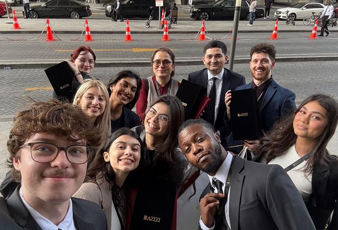 People take a selfie