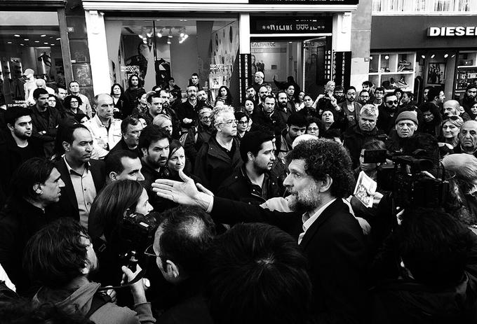 A crowd of people in a square