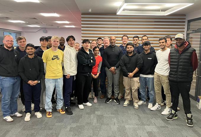 Les Ferdinand and university students
