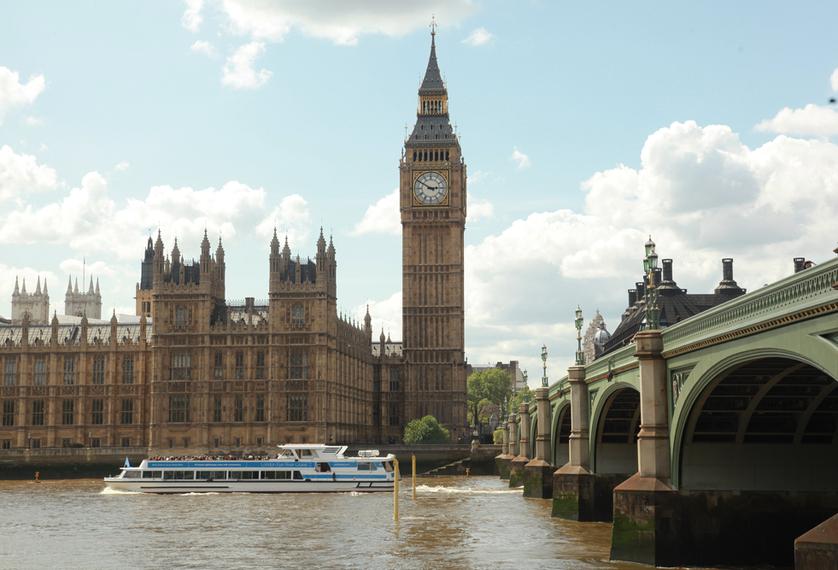 Westminster and Big Ben as seen from the opposite bank of the River Thames