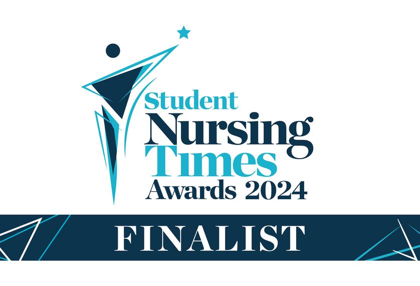 Logo with text: Student Nursing Times Awards 2024 FINALIST